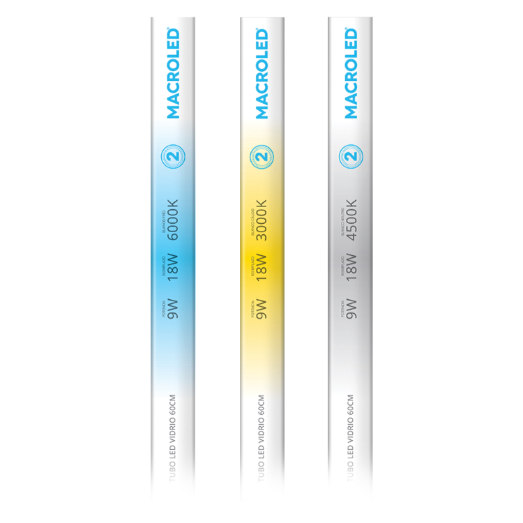 TUBO VIDRIO MACROLED 9W AC185-265V 60CM FRIO 6500K