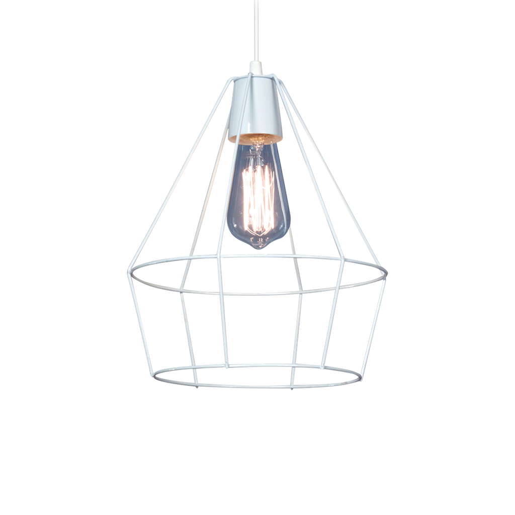 COLG DE ALAMBRE 1L E-27 TIPO JAULA DIAMANTE Ø25CM H 30 CM BL