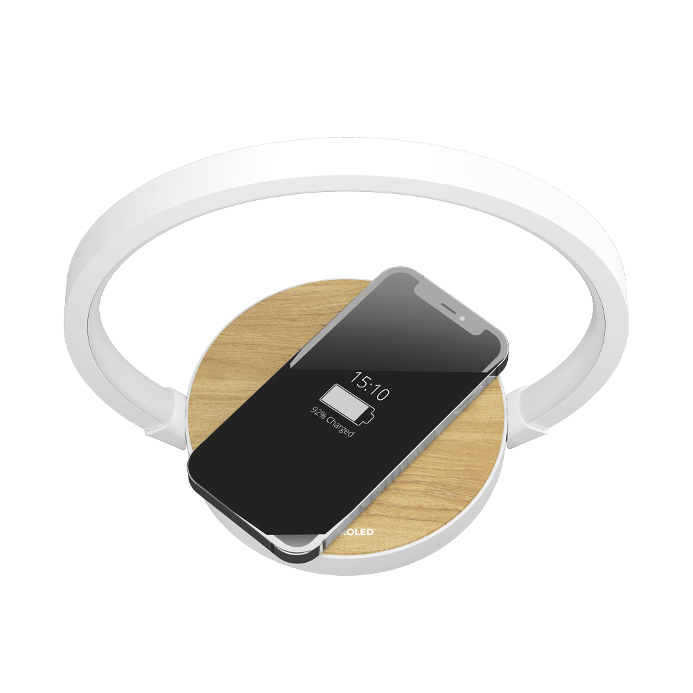 LAMPARA LED VELADOR MADERA, 5W 180LM, AC100-240V, RA>80, BLANCO CALIDO, DIMEABLE 3 TOQUES, CARGA RAPIDA INALAMBRICA