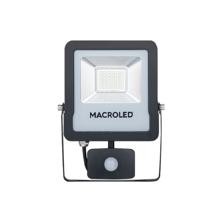 REFLECTOR LED CON SENSOR DE MOVIMIENTO MACROLED 30W AC100-240V CALIDO 3000K