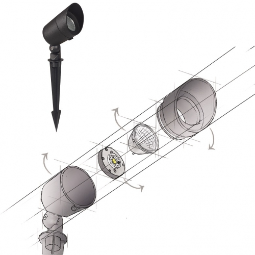 SPOT "GUMP" C/PUNTAL LED 5W 3000K NEGRO