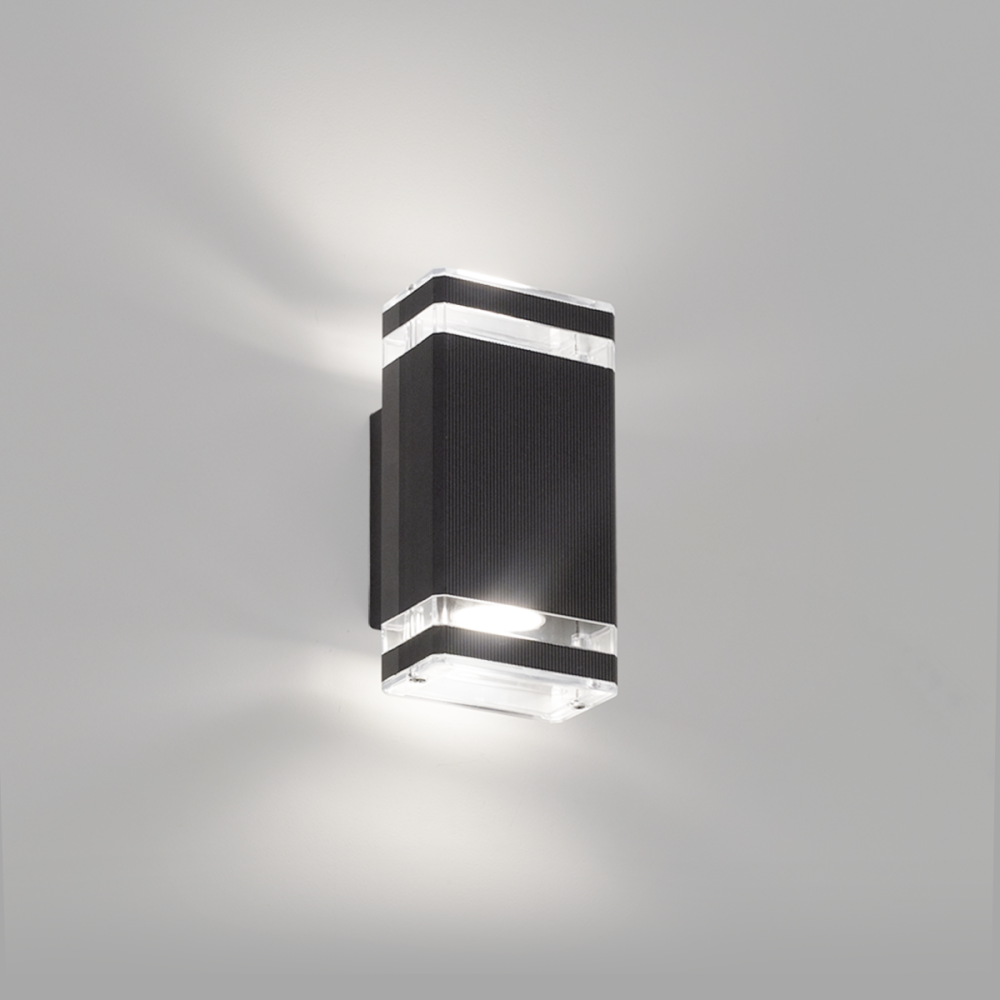 [DISCONT] APLIQUE BIDIRECCIONAL ALUMINIO INTEMPERIE PARA DICRO LED NEGRO