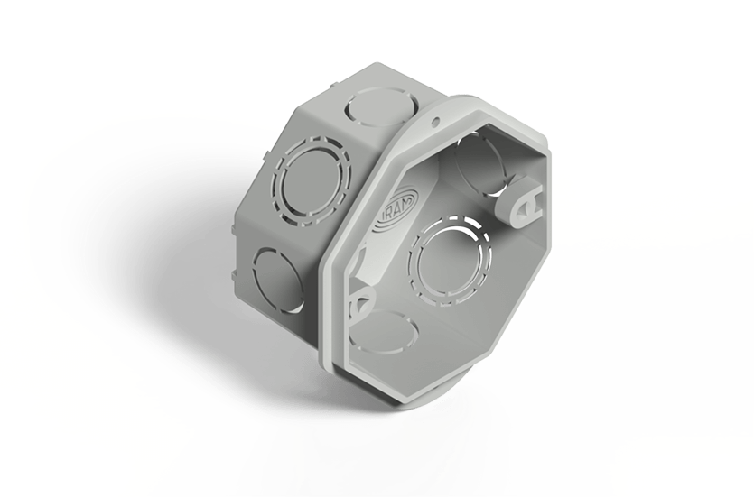 CAJA DE EMBUTIR OCTOGONAL CHICA C/OREJA PLASTICA