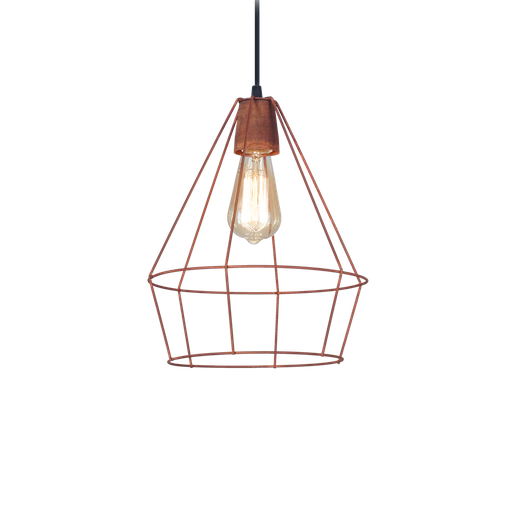 [CJ6681-10/SJ] COLG DE ALAMBRE 1L E-27 TIPO JAULA DIAMANTE Ø25CM H 30 CM COB