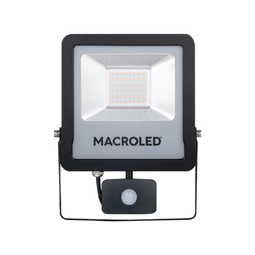 [SFLSV2-50WW/MACROLED] REFLECTOR LED CON SENSOR DE MOVIMIENTO MACROLED 50W AC100-240V CALIDO 3000K