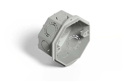 [02221PG/GENROD] CAJA OCTOGONAL CHICA IRAM GRIS RAL 7035 C/OREJA PLASTICA