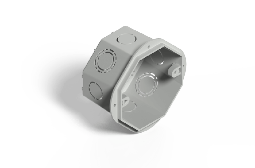 [02222PG/GENROD] CAJA OCTOGONAL GRANDE IRAM GRIS RAL 7035 C/OREJA PLASTICA